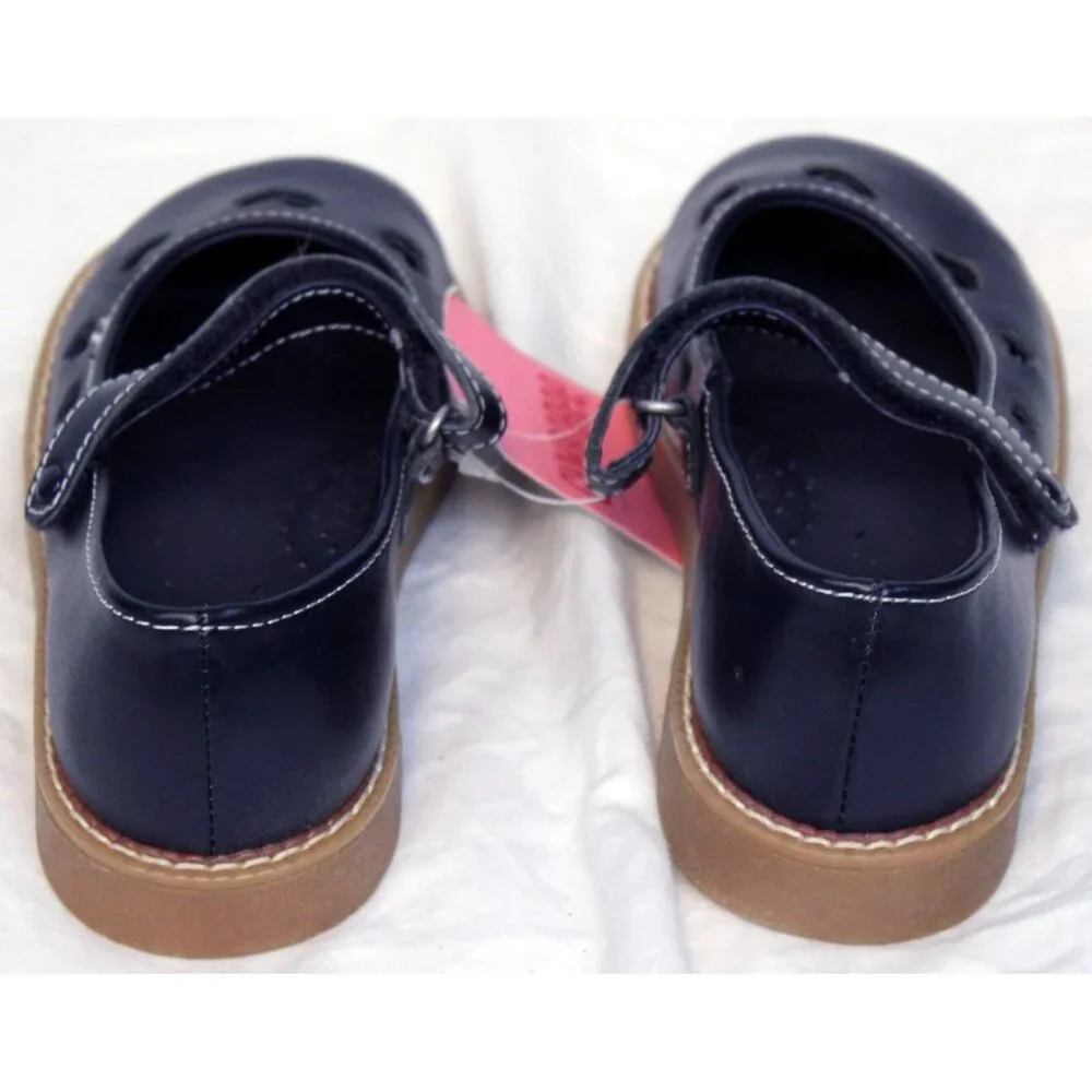 2006/7 Gymboree Bon Voyage Dress Shoes sz 13 Heart Cut outs Navy Blue Mary Janes